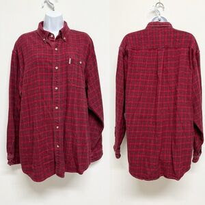 Carhartt Mens Vintage 2009 Red Plaid Button Up Long Sleeve Flannel Size XL